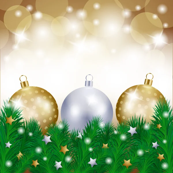 Kerstmis achtergrond met kerstballen, vector — Stockvector