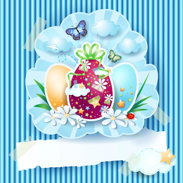 Paskalya yumurtaları ve afiş — Stok Vektör
