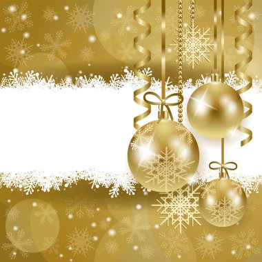 Altın baubles ile Noel arka plan