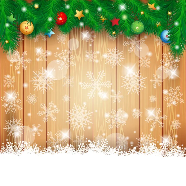 Christmas trä bakgrund med fir — Stock vektor