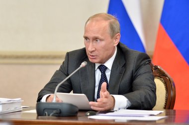 Vladimir Putin at the state Council Presidium meeting clipart