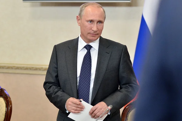Vladimir Putin vid statliga rådets Presidium möte Royaltyfria Stockfoton