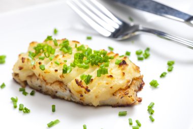 patates püresi ile pişmiş cod