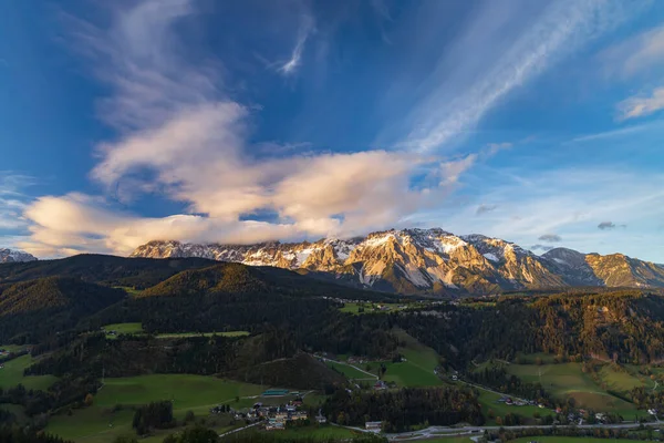 Dachsteinský Masiv Při Západu Slunce Štýrsko Rakousko — Stock fotografie