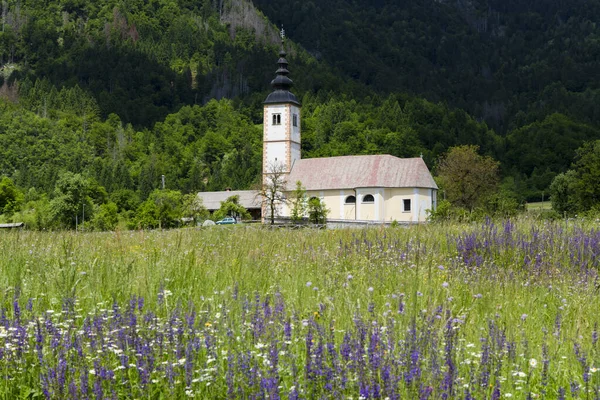 Kościół Jerece Niedaleko Jeziora Bohinj Słowenii — Zdjęcie stockowe