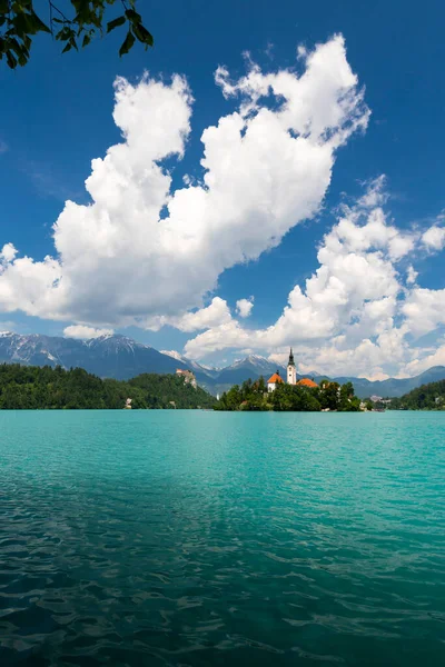 Lago Bled Con Montañas Eslovenia —  Fotos de Stock