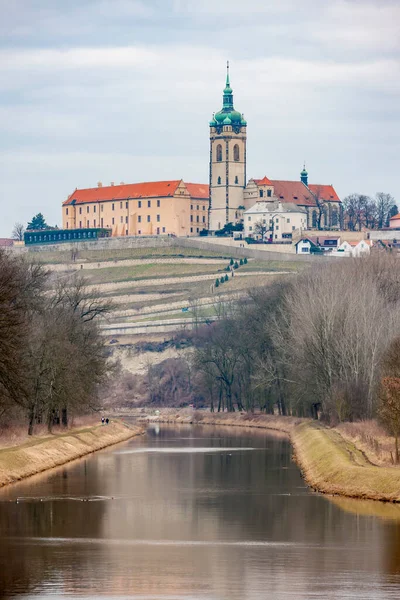 Panoramautsikt Över Melnik Den Vackra Historiska Staden Nära Prag Tjeckien — Stockfoto
