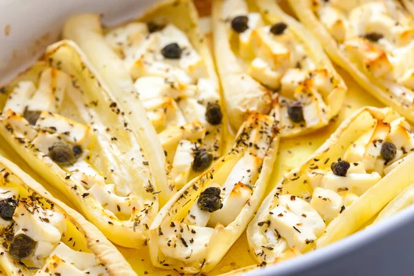 Baked White Peppers Feta Cheese — Stock Photo, Image