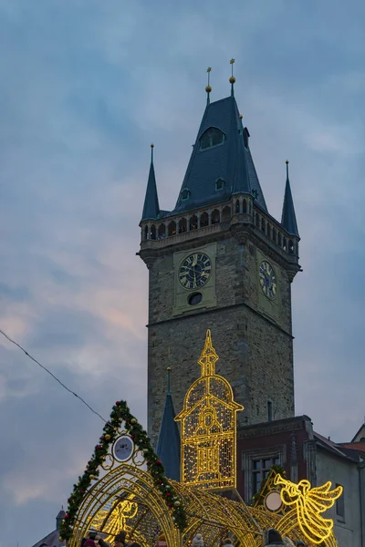 Vánoční Ozdoba Staroměstském Náměstí Praze — Stock fotografie