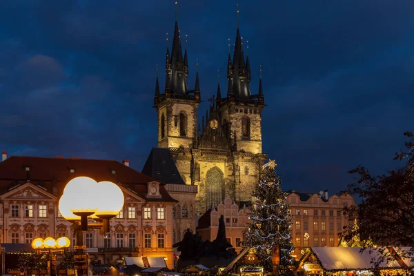 Oude Stadsplein Praag Met Kerstmis Tsjechië — Stockfoto