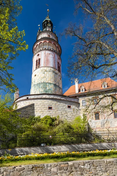 Vista Castelo Primeiro Pátio Checo Krumlov Sul Boêmia República Checa — Fotografia de Stock