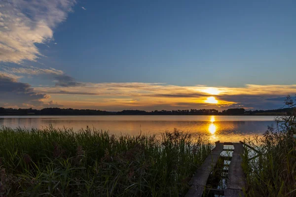 Захід Сонця Природному Заповіднику Резабінек Південній Богемії Чехія — стокове фото