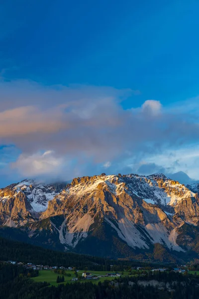 Dachsteinmassiv Bei Sonnenuntergang Steiermark Österreich — Stockfoto