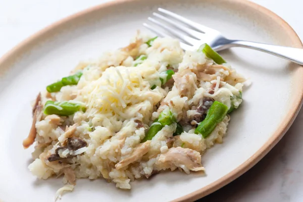 Risotto Checo Con Carne Pollo Judías Verdes —  Fotos de Stock