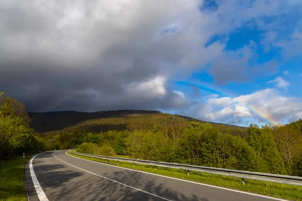 Arcobaleno Nelle Montagne Jesenik Moravia Settentrionale Repubblica Ceca — Foto Stock