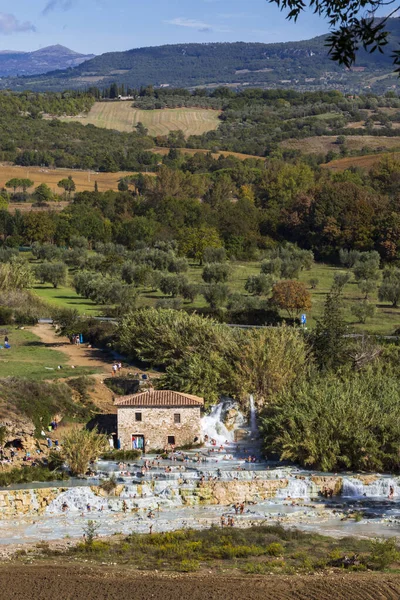 Cascate Del Mulino Saturnia Toscana Italien Royaltyfria Stockbilder