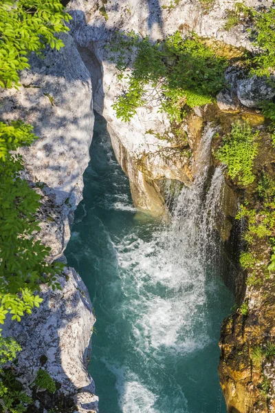 Vodopád Řece Soca Velika Korita Soce Národní Park Triglavski Slovinsko — Stock fotografie