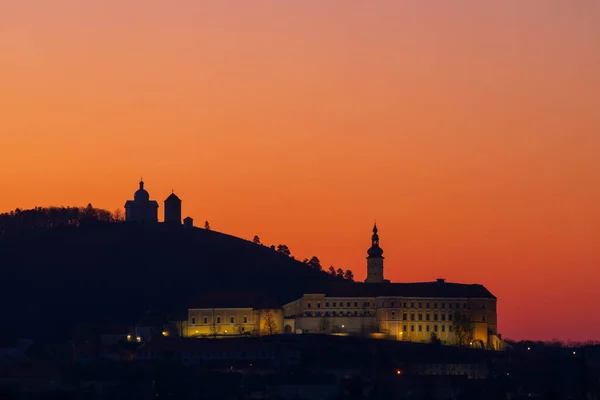 Zamek Mikulov Święte Wzgórze Morawy Południowe Czechy — Zdjęcie stockowe