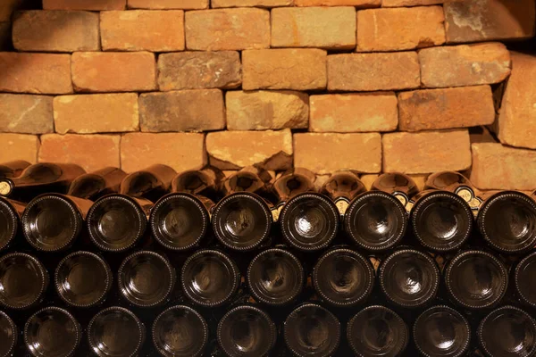 Area Bottiglie Vino Impilate Cantina Moravia Meridionale Repubblica Ceca — Foto Stock