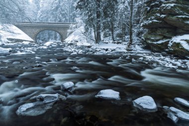 Zemska Brana 'daki Divoka Orlice Nehri, Orlicke Dağları, Doğu Bohemya, Çek Cumhuriyeti