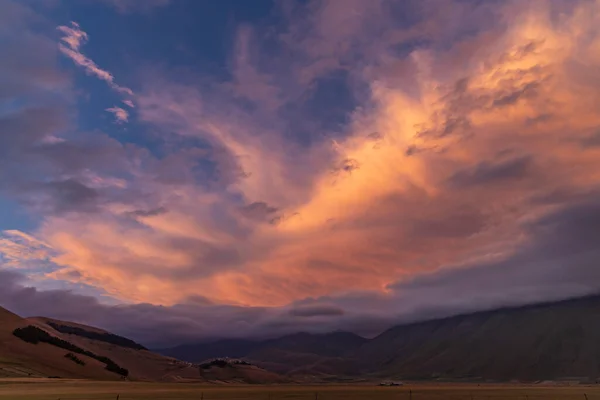 Krajina Blízkosti Vesnice Castelluccio Národním Parku Monte Sibillini Umbrie Itálie — Stock fotografie