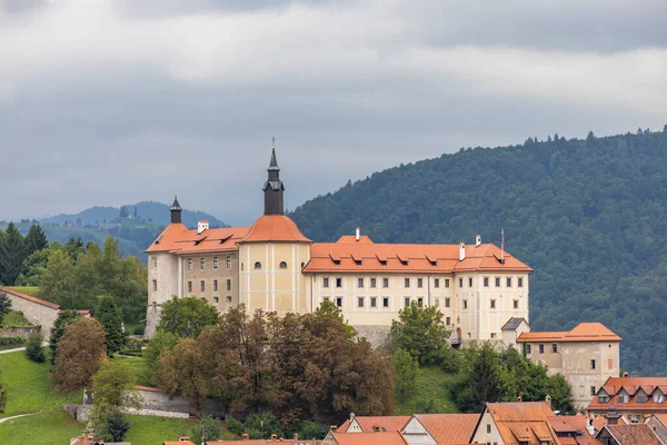 Skofja Loka Vár Város Szlovéniában — Stock Fotó