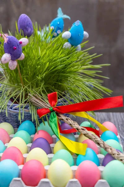 Easter Still Life Colored Eggs — Stock Photo, Image