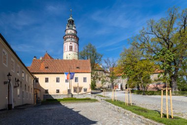 Çek Cumhuriyeti, Güney Bohemya, Krumlov 'daki ilk avludan kalenin görüntüsü