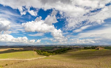 Val d 'Orcia, İtalya' da tipik Toskana manzarası.