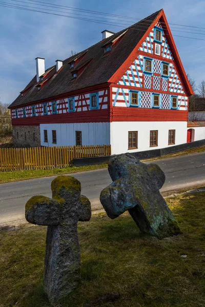 Ferme Colombages Architecture Folklorique Milhostov Bohême Occidentale République Tchèque — Photo