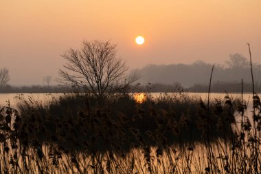 Çek Cumhuriyeti Jaroslavice Gölü üzerinde sunrice