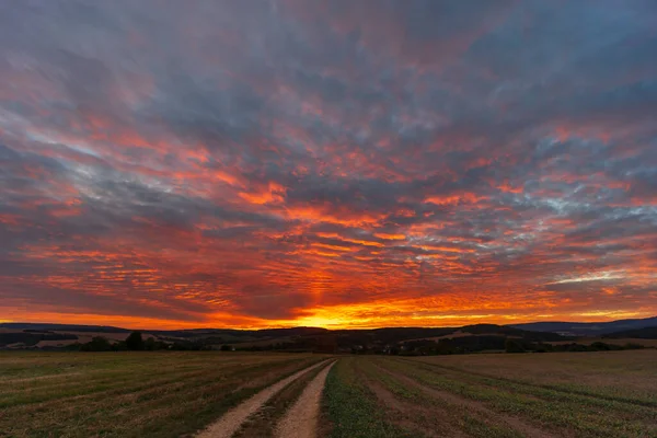 Puesta Sol Bile Karpaty Eslovaquia — Foto de Stock