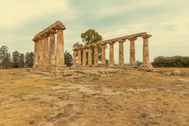 Hera Tapınağı M.Ö. 6. yüzyıldan, arkeolojik bölge Bernalda, İtalya