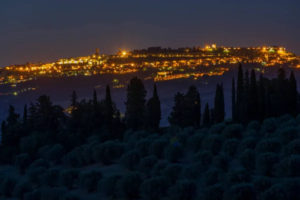 Volterra Natten Toscana Italien — Stockfoto