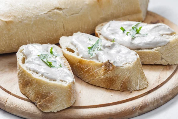 Anchovy Spread White Baguette — Stock Photo, Image