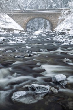 Zemska Brana 'daki Divoka Orlice Nehri, Orlicke Dağları, Doğu Bohemya, Çek Cumhuriyeti