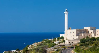 Santa Maria di Leuca deniz feneri, Castrignano del Capo, Apulia bölgesi, İtalya