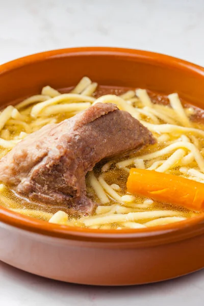 Beef Bouillon Carrot Noodles — Stock Photo, Image