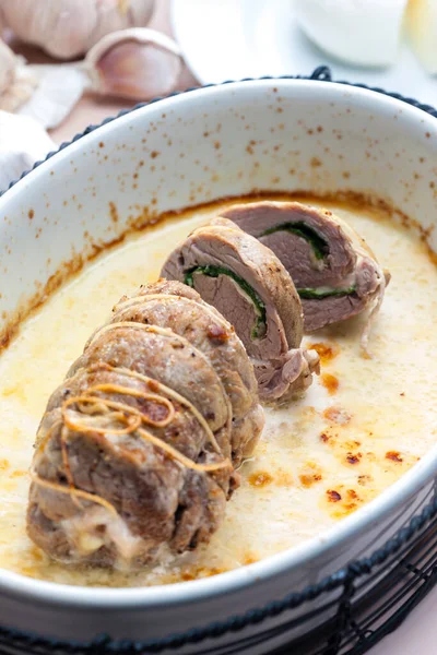 Turkey Roulade Goat Cheese — Stock Photo, Image