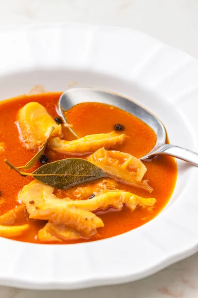 Stillleben Der Tomaten Und Kuttelsuppe — Stockfoto