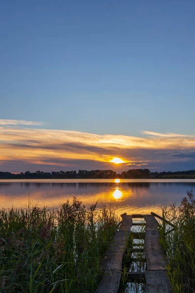 Solnedgång Naturreservatet Rezabinec Södra Böhmen Tjeckien — Stockfoto