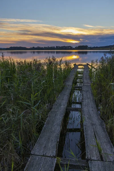 Solnedgång Naturreservatet Rezabinec Södra Böhmen Tjeckien — Stockfoto