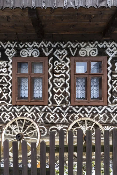 Casa Popolare Dipinta Villaggio Unesco Cicmany Slovacchia — Foto Stock