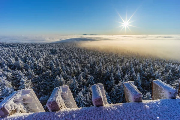 Krajobraz Zimowy Pobliżu Velka Destna Góry Orlickie Czechy Wschodnie Czechy — Zdjęcie stockowe
