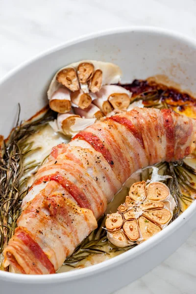 Pork Roll Wrapped Bacon — Stock Photo, Image