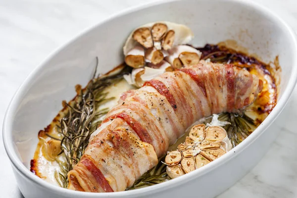 Pork Roll Wrapped Bacon — Stock Photo, Image