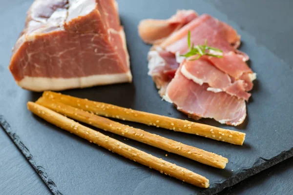 Italian Ham Served Grissini — Stock Photo, Image