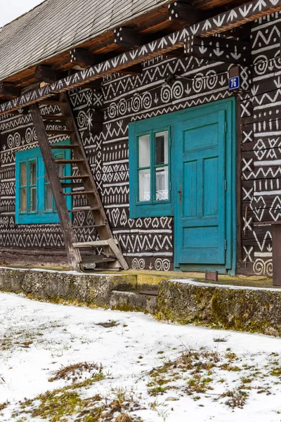 Casa Popular Pintada Aldeia Unesco Cicmany Eslováquia — Fotografia de Stock