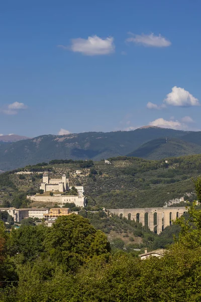 Castello Spoleto Con Acquedotto Umbria — Foto Stock