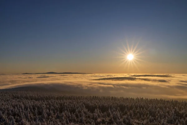 Paisagem Inverno Perto Velka Destna Montanhas Orlicke Boêmia Oriental República — Fotografia de Stock